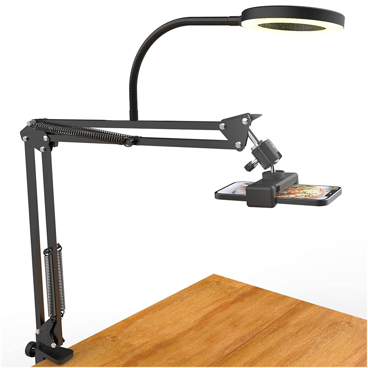 pol_pl_Lampa-kreslarska-Ring-LED-Alogy-z-elastycznym-ramieniem-i-statywem-do-blatu-biurka-uchwyt-na-telefon-Czarna-63202_1